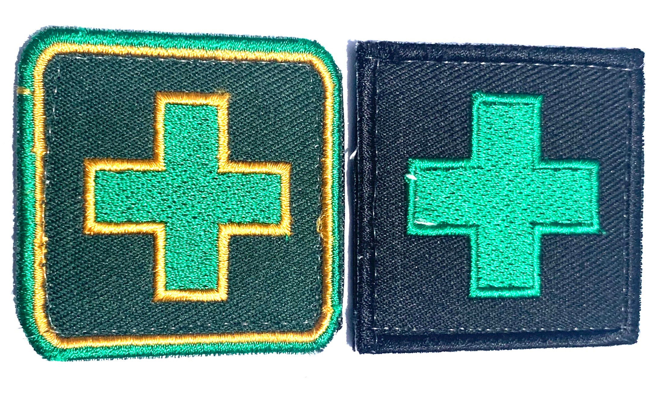 Premium set of two green  medical marijuana crosses tactical style patches