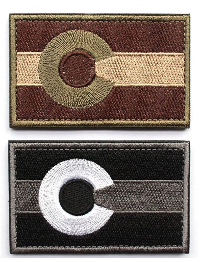 2 Pieces - Tactical Colorado State Flag Patch with Backing Multi-tan Black  White  Embroidered