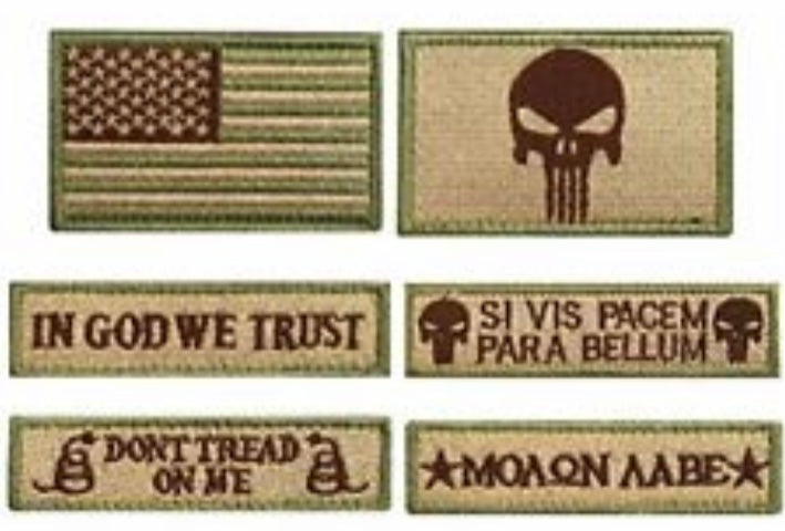 Mix lot set Conjunto  bundle 6 Pieces Tactical Military  Morale Patch Set color Tan by armor tactical patches