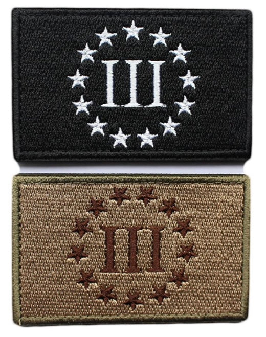 2 Pieces state Tactical Morale Patch with Backing Multitan Black White Embroidered 2" High By 3.2" Wide